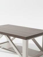 Ensemble de tables Dorri TOCO Meubles avec plateau brun foncé et base en bois blanc antique style ferme