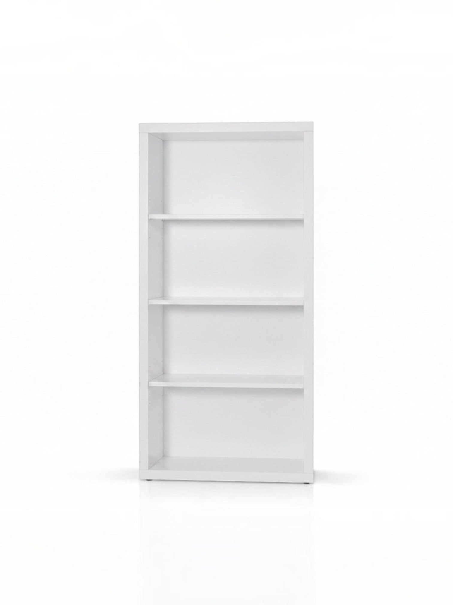 Étagère Blanco TOCO Meubles blanche à quatre niveaux au design minimaliste sur fond blanc