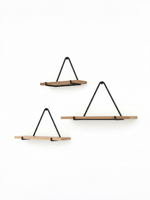 Ensemble de 3 étagères suspendues TOCO Meubles en bois naturel et métal noir au design triangulaire contemporain