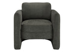 TOCO Meubles Fauteuil d'appoint Altea gris foncé en tissu, style tonneau, dossier incurvé, assise enveloppante.