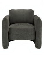 TOCO Meubles Fauteuil d'appoint Altea gris foncé en tissu, style tonneau, dossier incurvé, assise enveloppante.