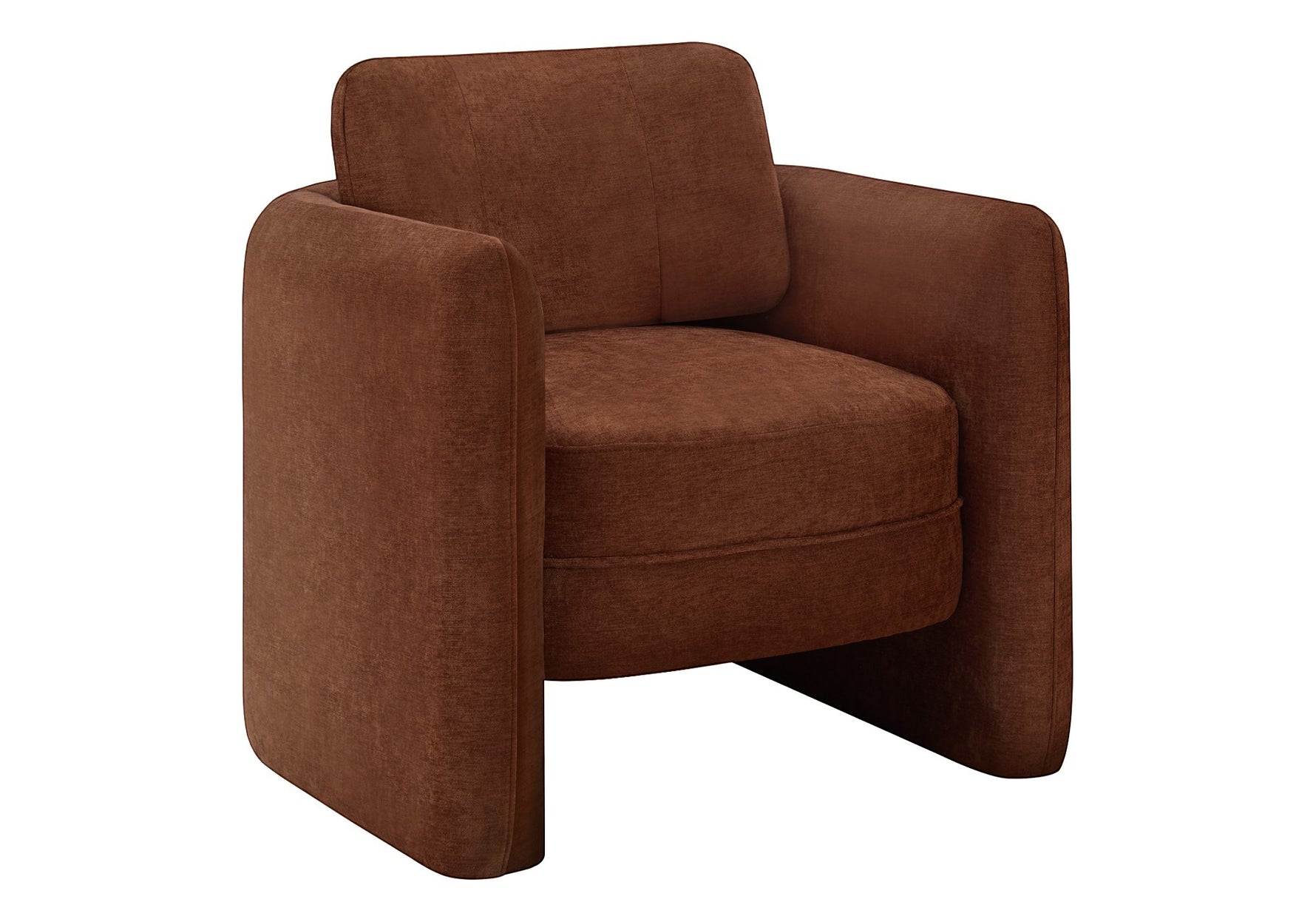 Fauteuil d'appoint Altea marron de TOCO Meubles, style tonneau, dossier incurvé, rembourrage confortable, idéal pour le salon.