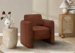 Fauteuil d'appoint Altea TOCO Meubles marron en tissu, style tonneau avec dossier incurvé et accoudoirs carrés.