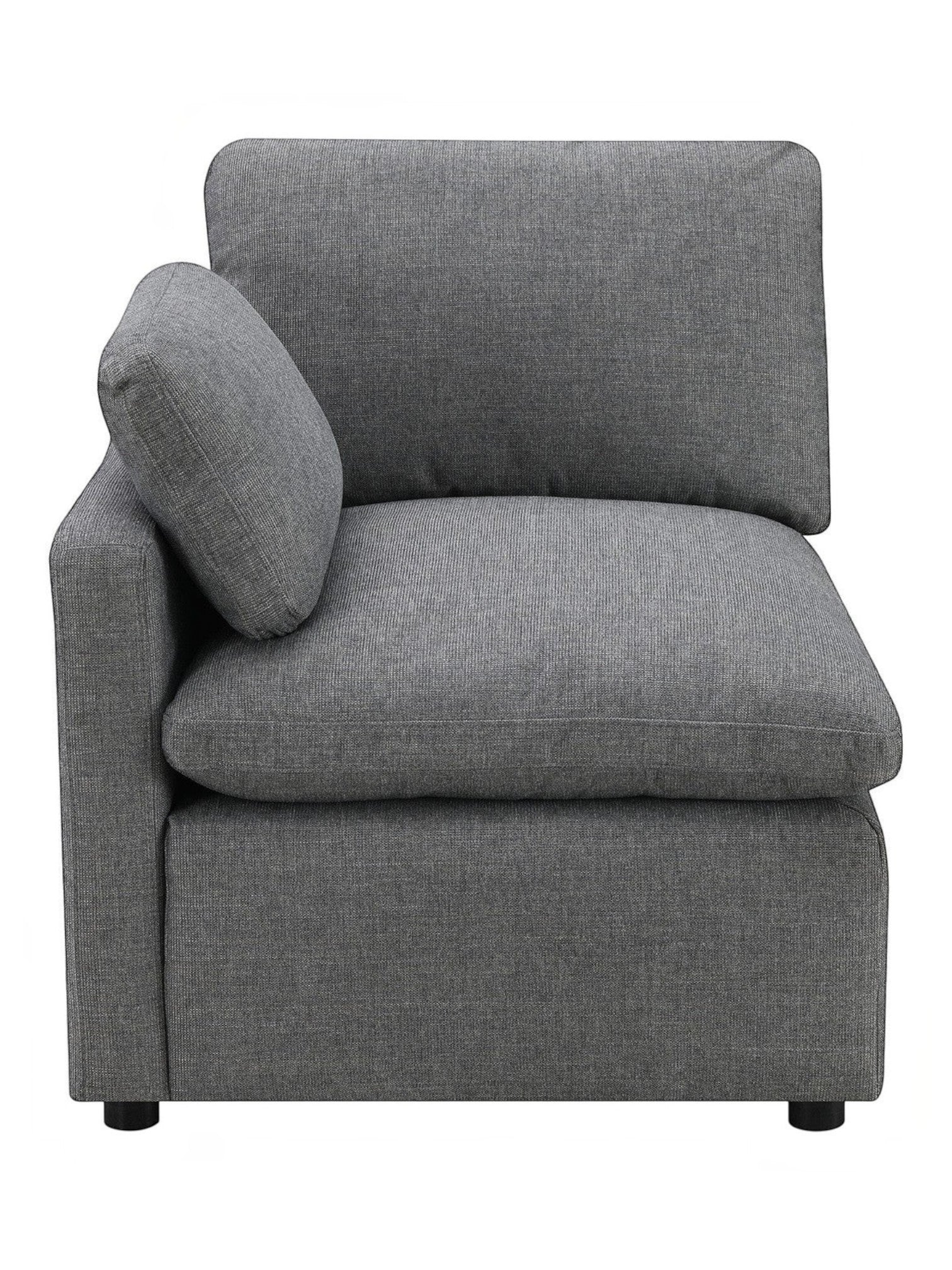 TOCO Meubles - Fauteuil d'angle gris en chenille confortable, style moderne, idéal pour salon modulable.