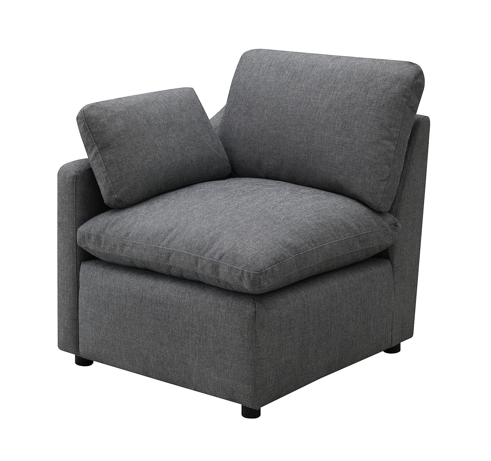TOCO Meubles - Fauteuil d'angle gris en chenille confortable, style moderne, idéal pour salon flexible.