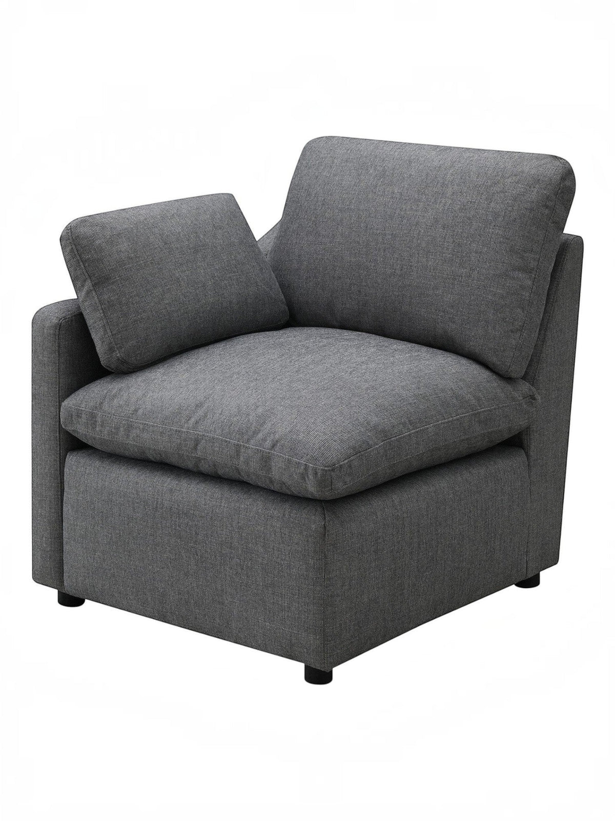 TOCO Meubles - Fauteuil d'angle gris en chenille confortable, style moderne, idéal pour salon flexible.