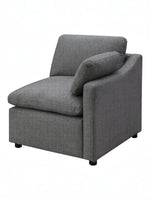 TOCO Meubles - Fauteuil d'angle gris anthracite en chenille, style moderne et modulable, avec coussin assorti.