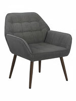 Fauteuil d'appoint TOCO Meubles Belinda gris capitonné avec pieds en bois foncé pour salon contemporain