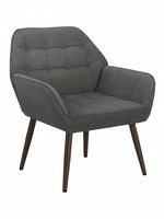 Fauteuil d'appoint TOCO Meubles Belinda gris capitonné avec pieds en bois foncé pour salon contemporain