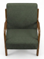 Fauteuil d'appoint TOCO Meubles Ulysse en tissu vert forêt avec structure en bois massif et accoudoirs courbés