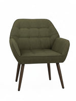 Fauteuil d'appoint TOCO Meubles Belinda vert olive avec assise capitonnée et pieds en bois foncé