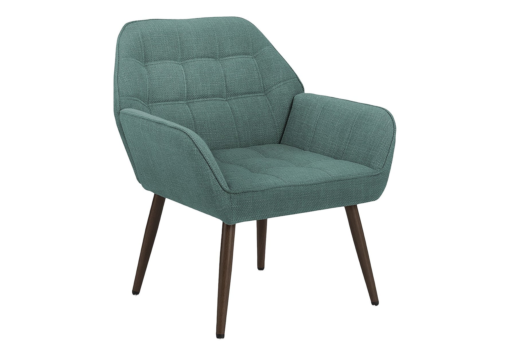 Fauteuil d'appoint Belinda TOCO Meubles bleu canard matelassé avec pieds en bois foncé