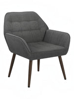 TOCO Meubles Fauteuil d'appoint Belinda gris foncé capitonné avec pieds en bois foncé