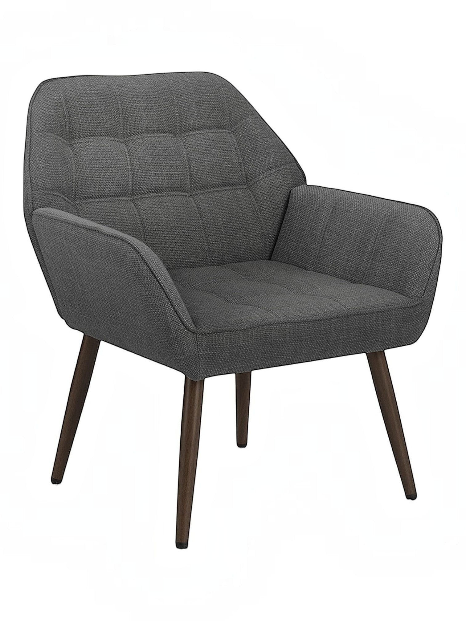 TOCO Meubles Fauteuil d'appoint Belinda gris foncé capitonné avec pieds en bois foncé
