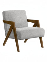 Fauteuil d'appoint TOCO Meubles Caleb gris chiné avec accoudoirs et pieds en bois naturel