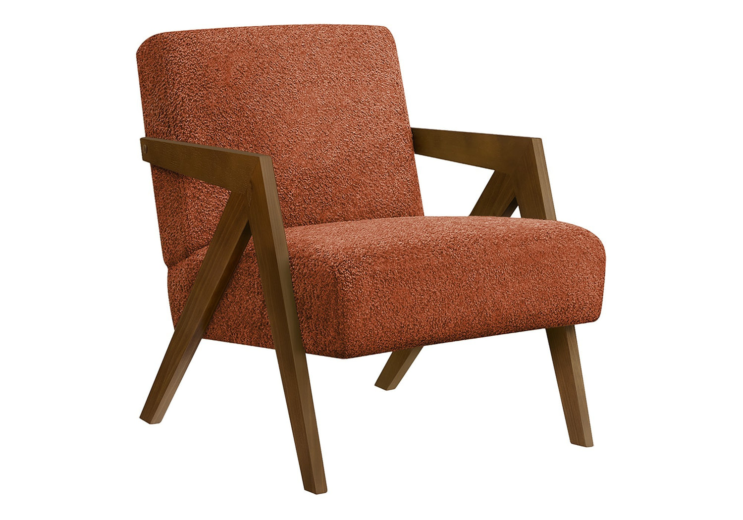 Fauteuil d'appoint Caleb TOCO Meubles orange texturé avec accoudoirs et pieds en bois marron