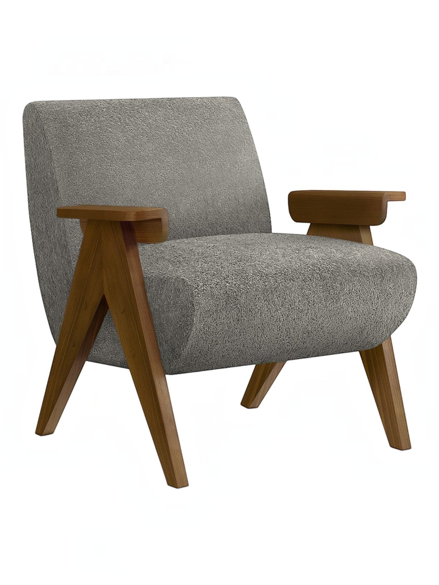 Fauteuil d'appoint Carl TOCO Meubles gris chiné avec accoudoirs et pieds en bois