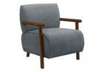 Fauteuil d'appoint Maureen gris chiné TOCO Meubles avec accoudoirs en bois, idéal pour salon ou chambre.