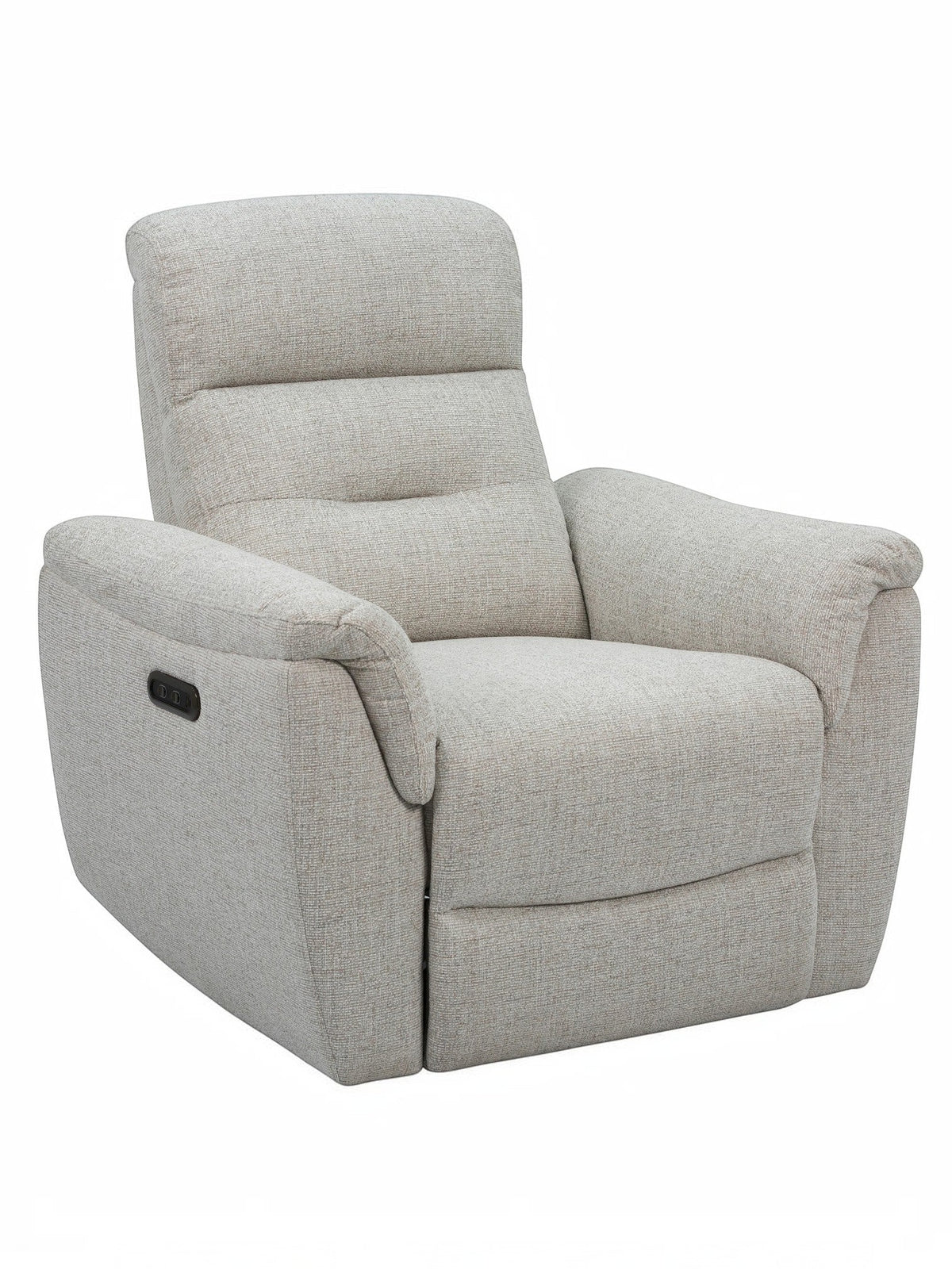 Fauteuil inclinable Hudson gris clair en tissu de TOCO Meubles, idéal pour un coin détente.