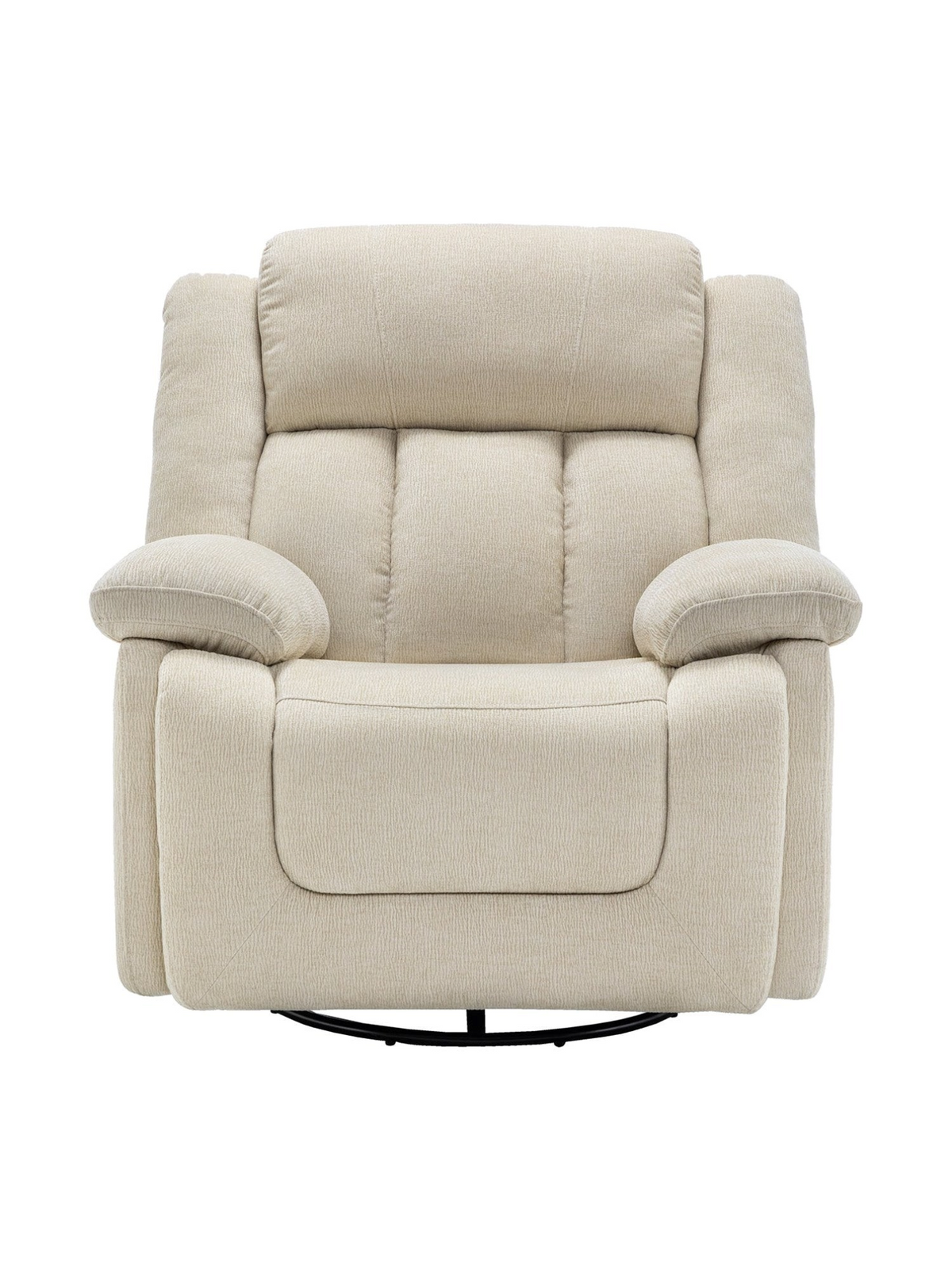 Fauteuil inclinable beige TOCO Meubles avec dossier haut à surpiqûres, accoudoirs rembourrés et base pivotante