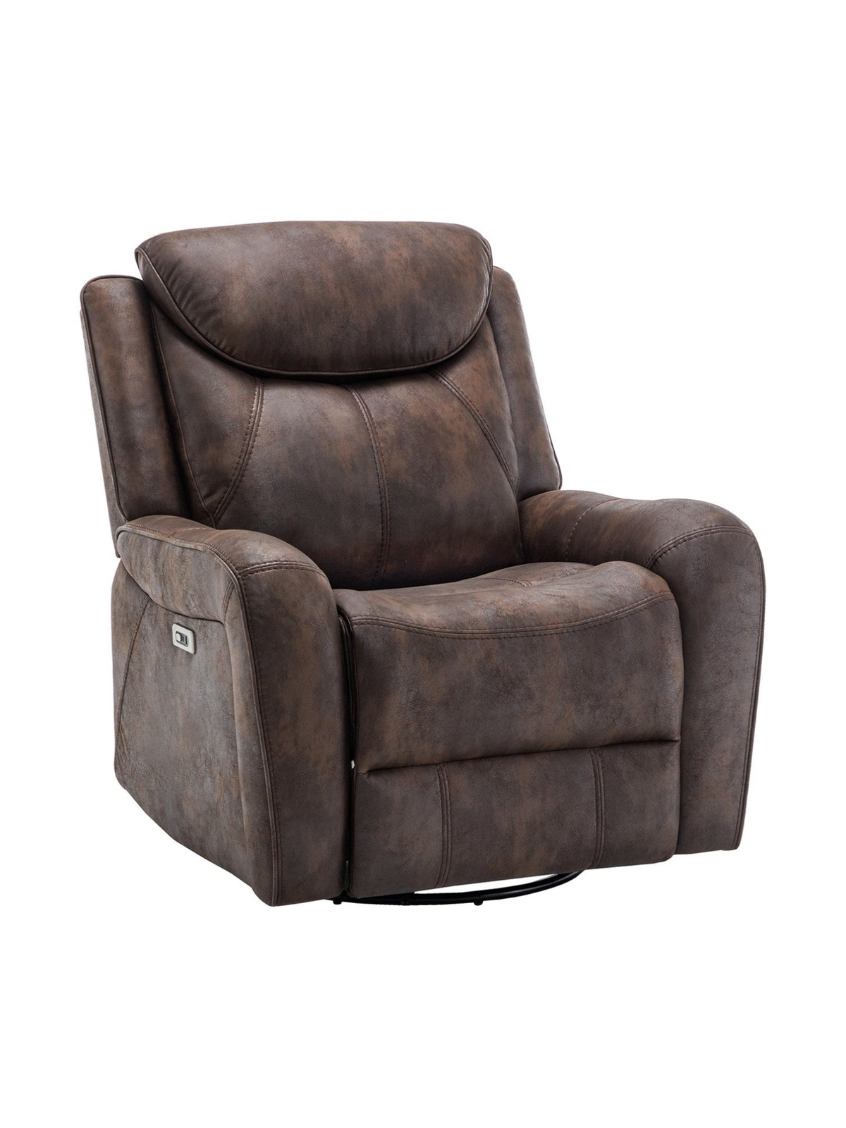 Fauteuil inclinable électrique TOCO Meubles Jackson en similicuir brun avec fonction pivotante et berçante