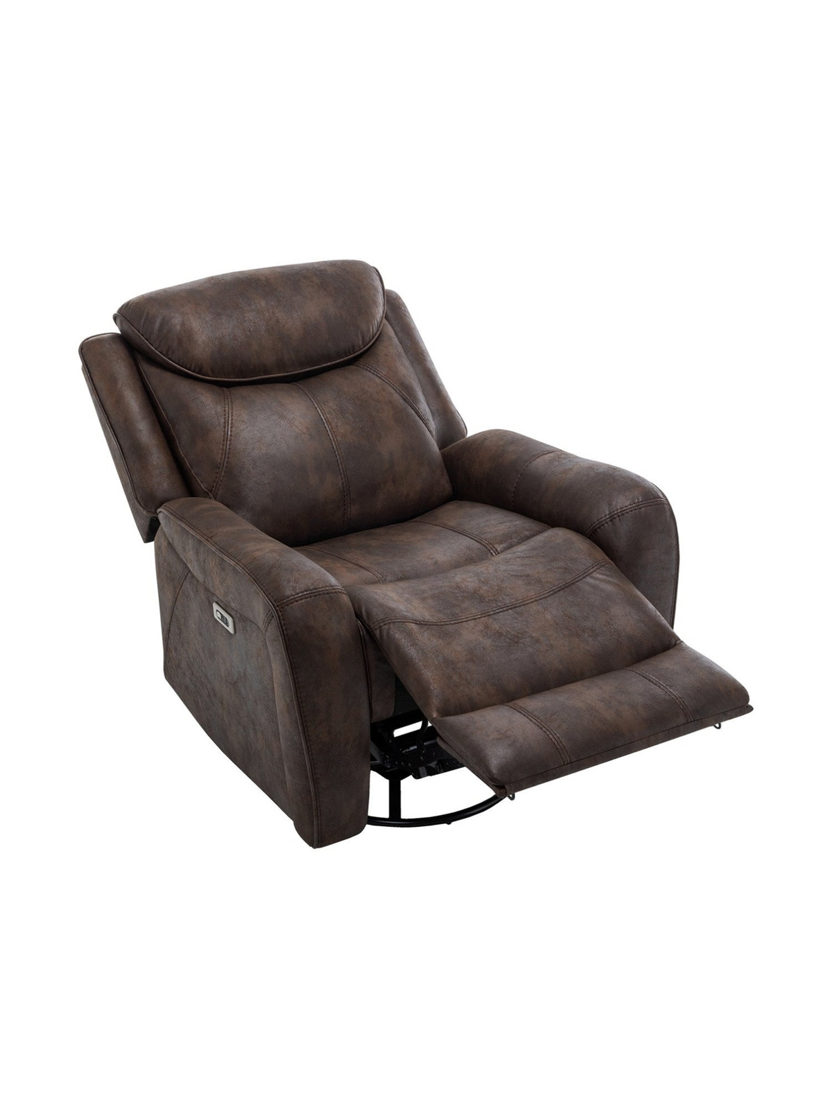 Fauteuil inclinable électrique TOCO Meubles Jackson en similicuir brun avec fonction pivotante et berçante