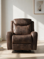 Fauteuil inclinable électrique Jackson de TOCO Meubles en similicuir brun avec dossier segmenté et base pivotante