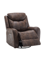 Fauteuil inclinable électrique TOCO Meubles Jackson en similicuir brun avec fonction pivotante et berçante