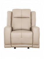 Fauteuil inclinable Charlie en cuir beige de TOCO Meubles, idéal pour un coin détente.