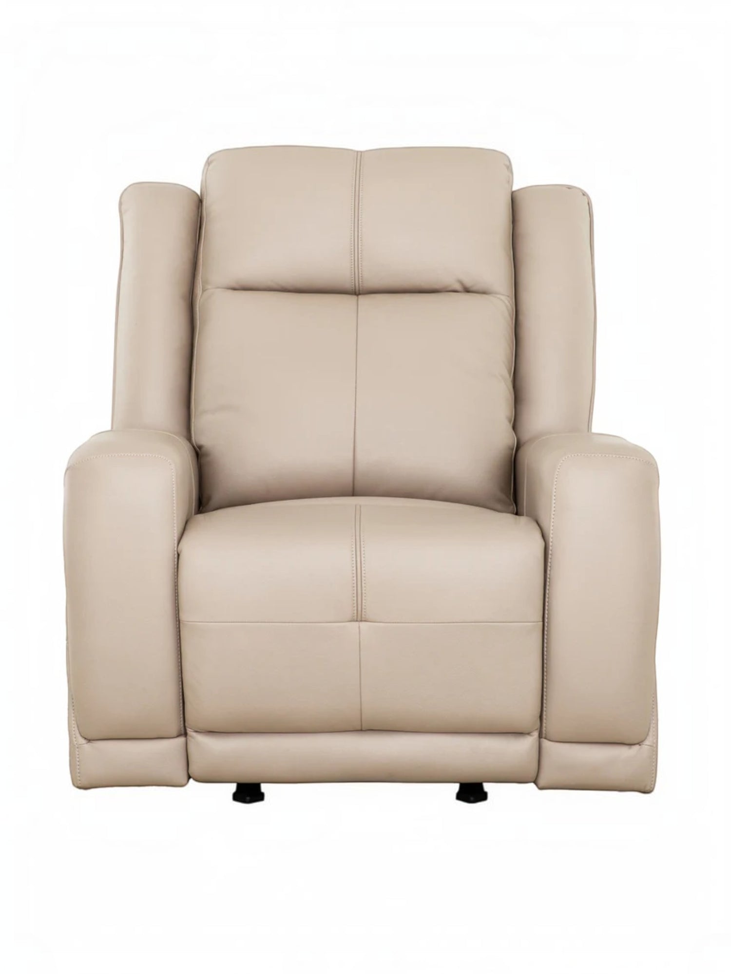 Fauteuil inclinable Charlie en cuir beige de TOCO Meubles, idéal pour un coin détente.