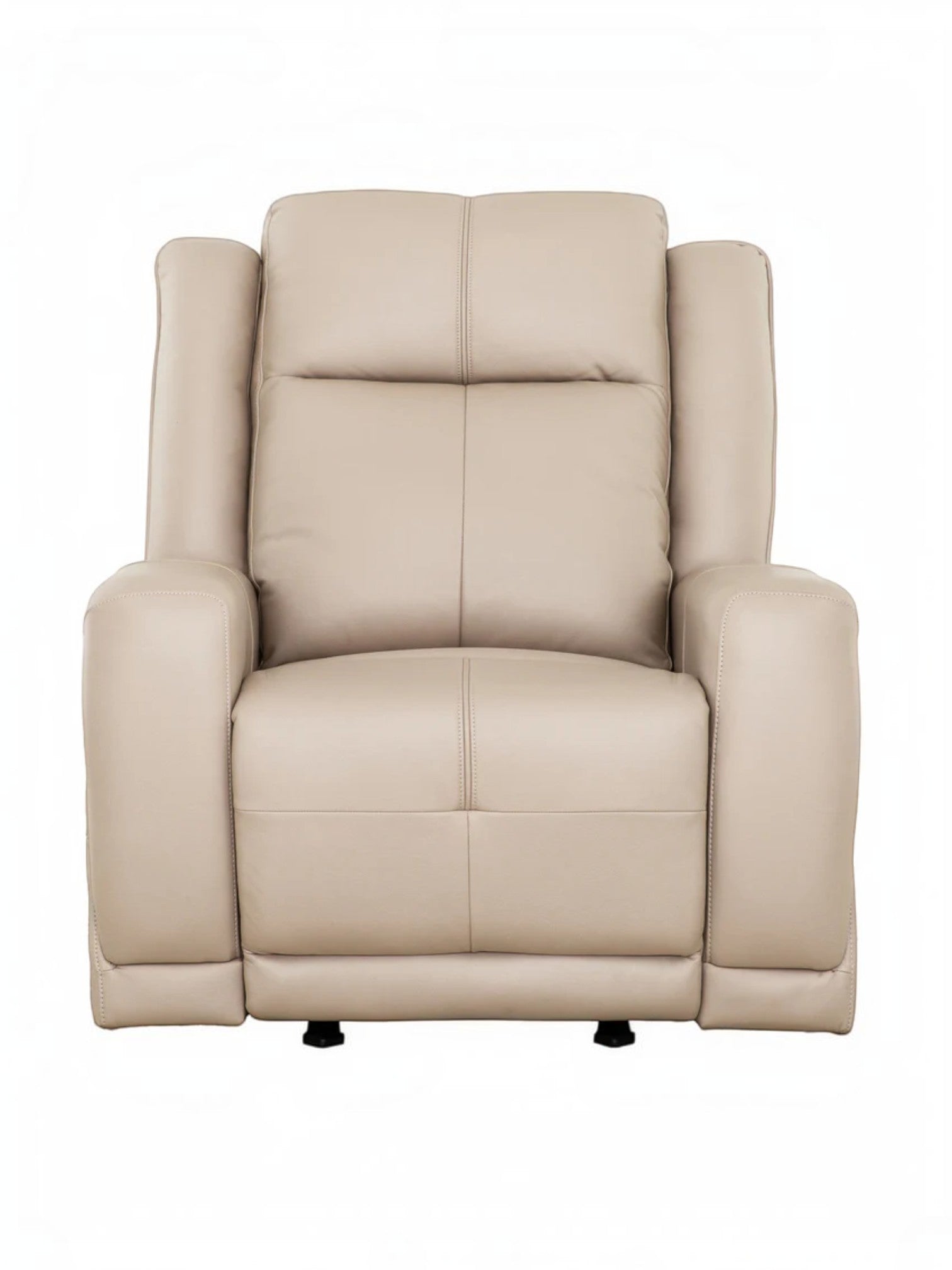 Fauteuil inclinable Charlie en cuir beige de TOCO Meubles, idéal pour un coin détente.