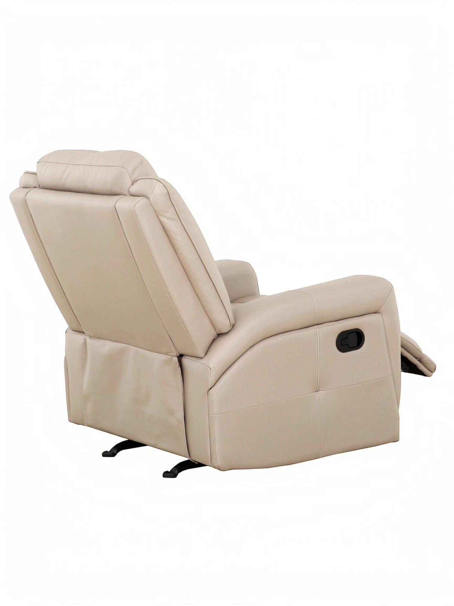Fauteuil inclinable Charlie beige en cuir de TOCO Meubles, idéal pour un coin détente.