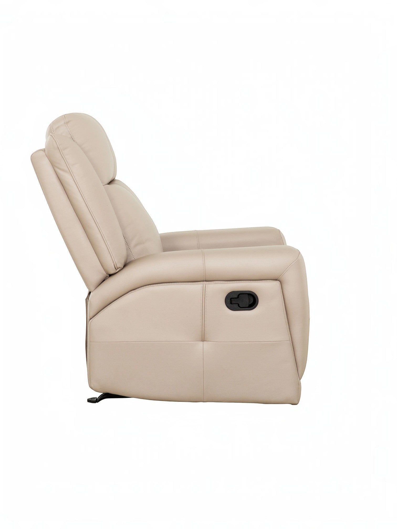 Fauteuil inclinable Charlie beige en cuir de TOCO Meubles, idéal pour le salon.