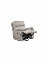 Fauteuil inclinable Dean gris clair en tissu, avec repose-pieds déployé, par TOCO Meubles