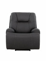 Fauteuil inclinable Elvis gris foncé TOCO Meubles avec surpiqûres contrastantes, idéal pour le salon.