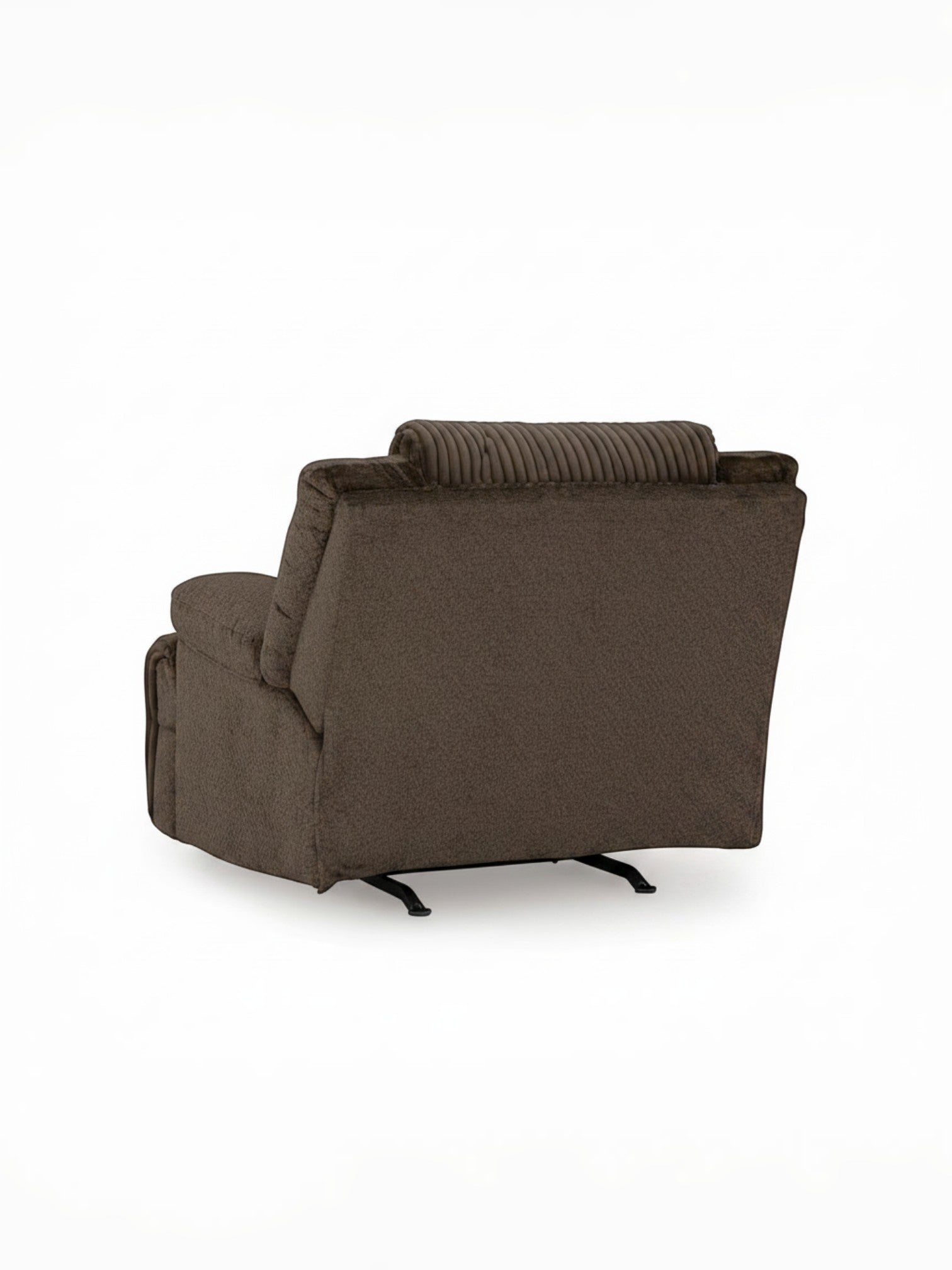 Fauteuil inclinable Enzo de TOCO Meubles en tissu brun chocolat avec dossier texturé pour un confort optimal.