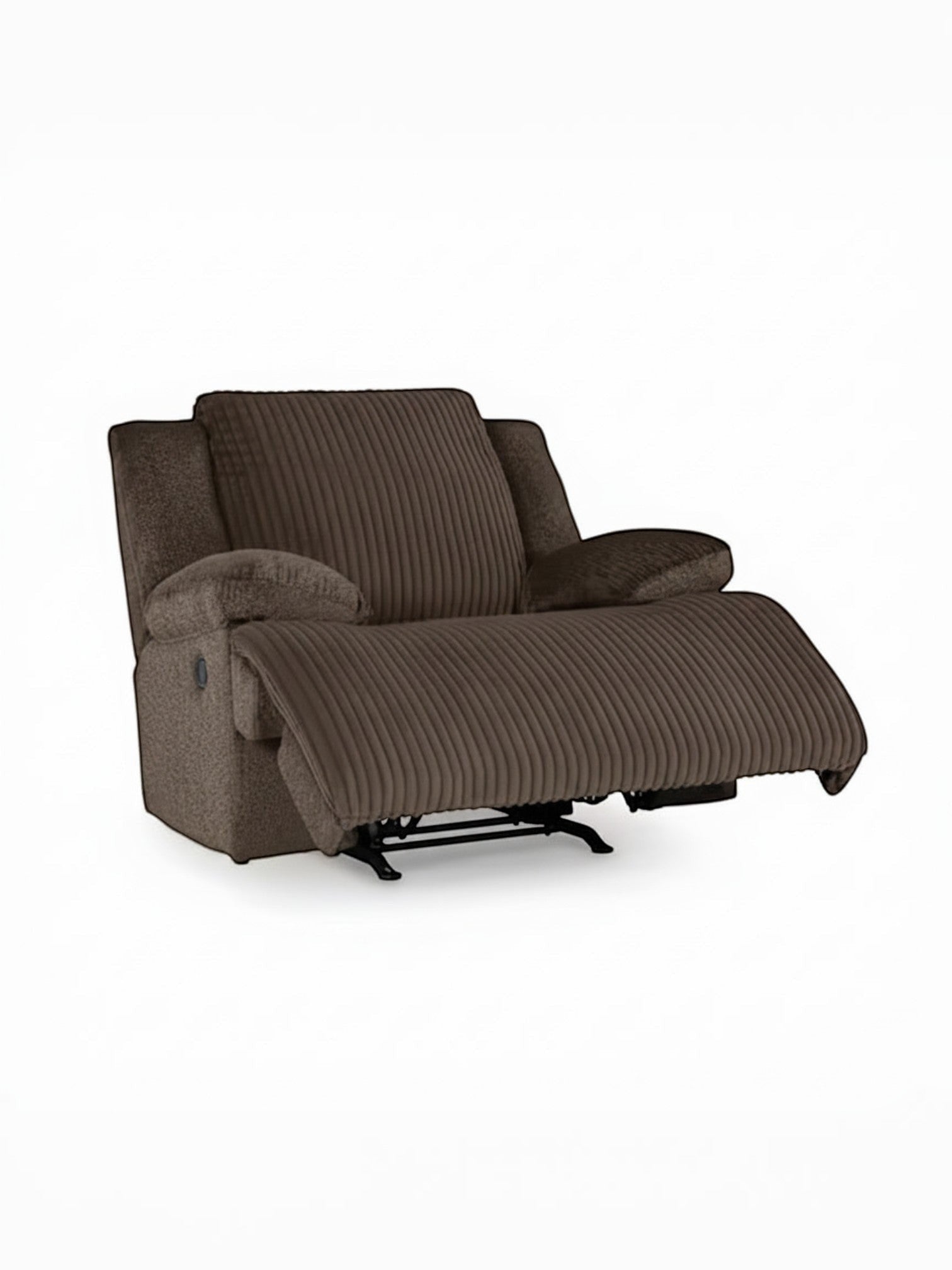 Fauteuil inclinable Enzo TOCO Meubles en tissu brun chocolat texturé avec repose-pieds relevé pour le confort