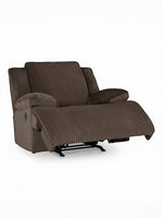 Fauteuil inclinable Enzo TOCO Meubles en tissu brun chocolat texturé avec repose-pieds relevé pour le confort