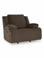 Fauteuil inclinable Enzo de TOCO Meubles en tissu côtelé brun chocolat, design spacieux et confortable.