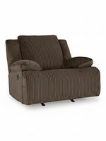 Fauteuil inclinable Enzo de TOCO Meubles en tissu côtelé brun chocolat, design spacieux et confortable.