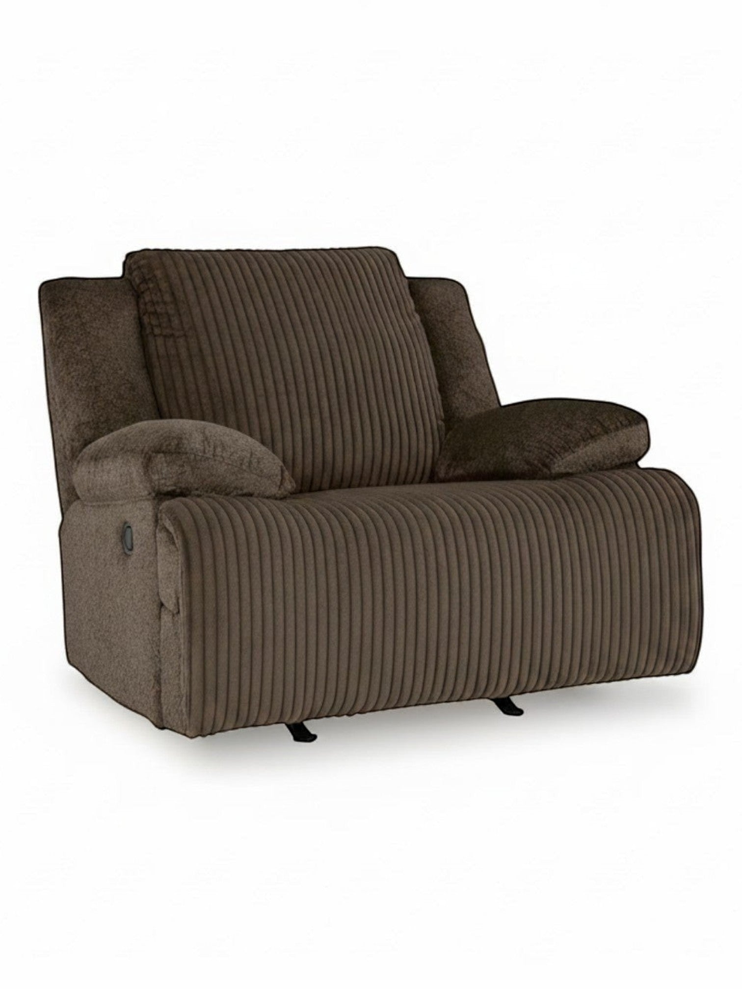 Fauteuil inclinable Enzo de TOCO Meubles en tissu côtelé brun chocolat, design spacieux et confortable.