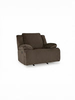 Fauteuil inclinable Enzo de TOCO Meubles en tissu côtelé brun chocolat, design spacieux et confortable.