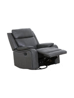 Fauteuil inclinable TOCO Meubles Lewis en cuir gris foncé avec levier manuel, dossier haut et accoudoirs rembourrés