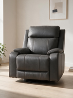 Fauteuil inclinable pivotant et berçant Lewis gris foncé en cuir et similicuir de TOCO Meubles avec dossier haut.