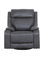 Fauteuil inclinable TOCO Meubles Lewis en cuir gris foncé avec dossier haut, accoudoirs rembourrés et base pivotante