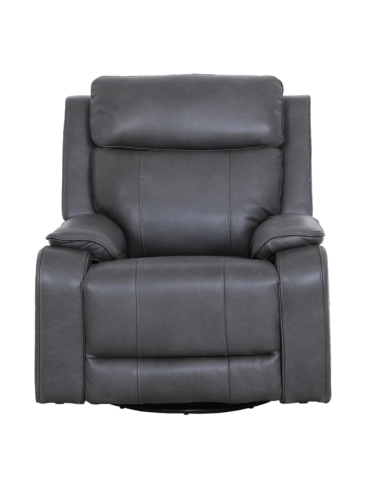 Fauteuil inclinable TOCO Meubles Lewis en cuir gris foncé avec dossier haut, accoudoirs rembourrés et base pivotante