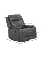 Fauteuil inclinable pivotant et berçant Lewis gris foncé de TOCO Meubles avec accoudoirs rembourrés et levier manuel
