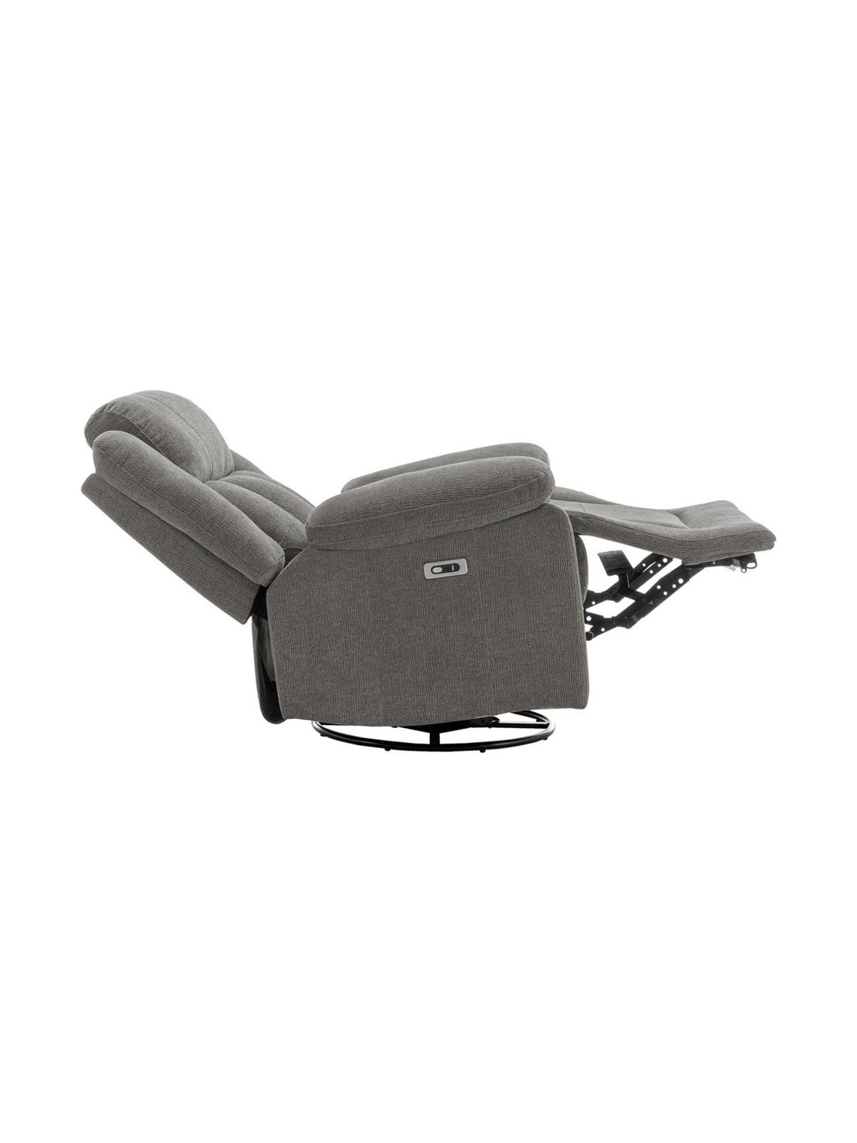 Fauteuil inclinable électrique gris TOCO Meubles avec base pivotante, dossier haut et port USB intégré