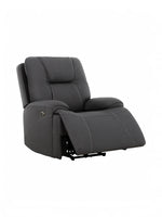 Fauteuil inclinable Elvis de TOCO Meubles en tissu gris anthracite avec surpiqûres blanches pour le salon