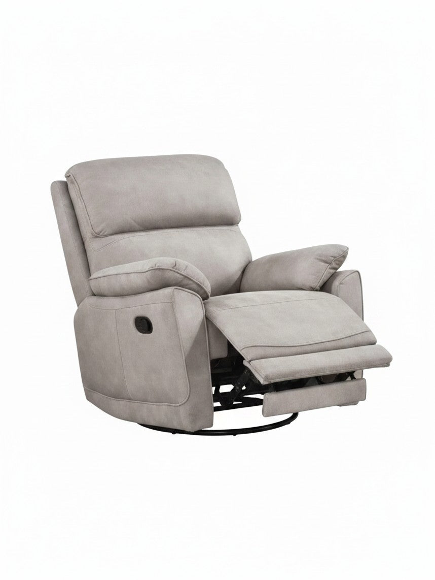 Fauteuil inclinable Dean de TOCO Meubles en tissu gris clair avec repose-pieds relevé pour un confort optimal